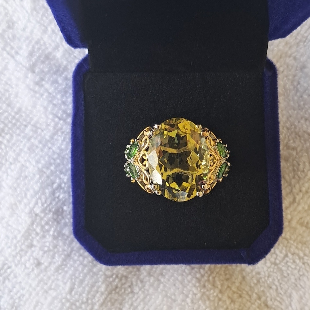 Ouro Verde Quartz & Chrome Diopside Ring.